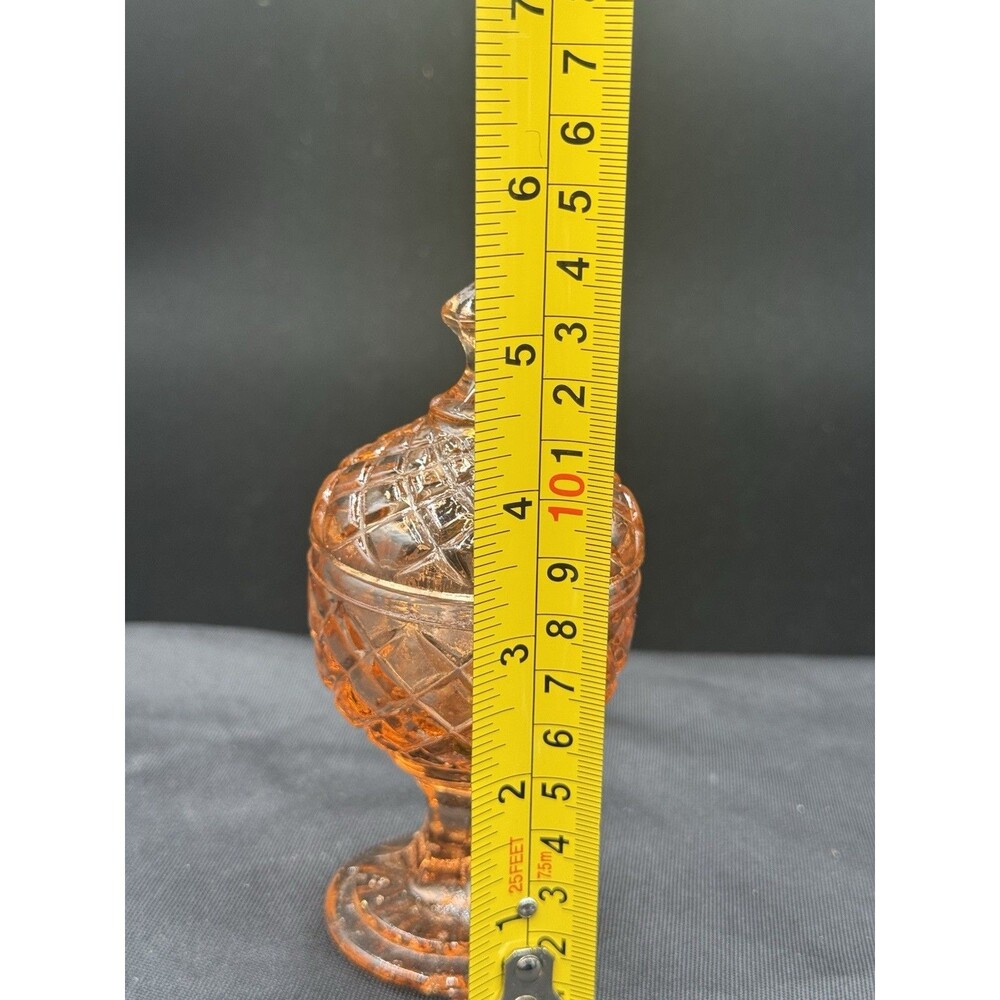vintage amber glass pedestal candy dish - Picture 3 of 5